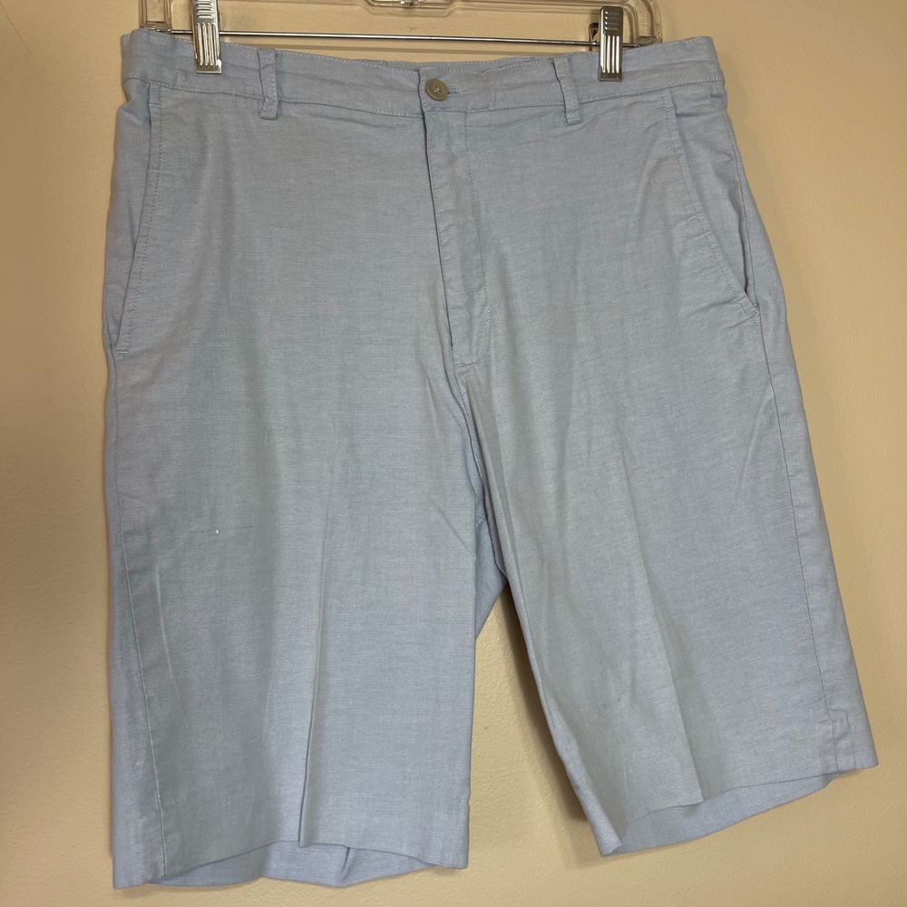 Britches by Samtex Mens Light Blue Cotton Stretch Flat Front Chino Shorts 34W